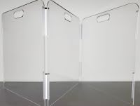 Clear Acrylic Dog Gate, 3 Panel 72" W x 31.5" H, Transparent Freestanding Pet Playpen Indoor, Foldable Pet Fence Barrier for Doorway with Handle/Support Feet