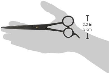 B: Tesco Barber Scissor with Finger Rest 7.5-Inch (Black) Semi-Convex Edge Japanese Stainless Steel Metallic Black Permanent Finger Rest