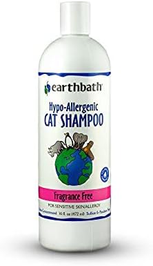 earthbath, Hypoallergenic Cat Shampoo - Fragrance Free Cat Shampoo for Allergies and Itching, Made in USA, Cruelty Free Cat Wash, Gentle & Soothing Kitty Shampoo - 16 Oz (2 Pack)