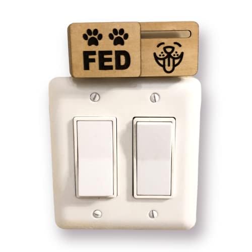DOG FED Not FED EZSlide tracker - Dog Face (Magnets | Adhesives)