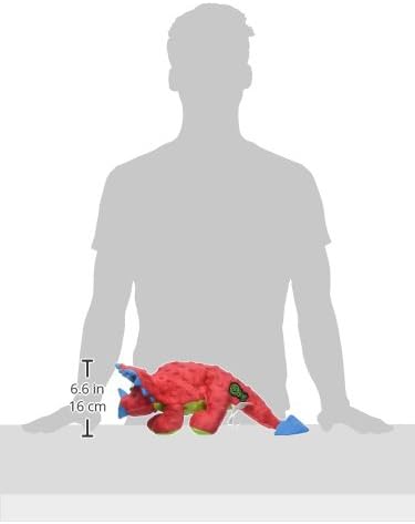 goDog Dinos Frills Squeaky Plush Dog Toy, Chew Guard Technology - Red, Large