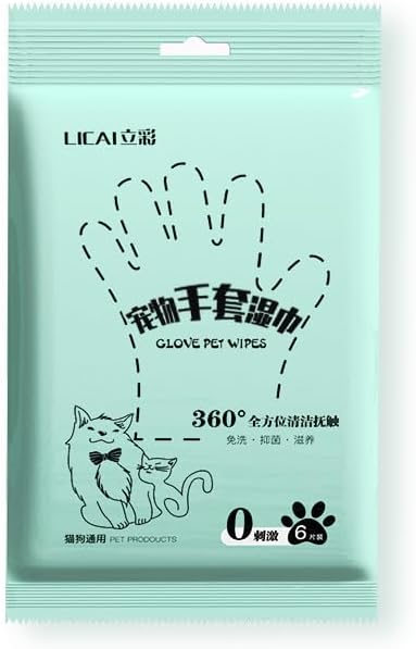 E I F E R 30-Pack Pet Cleaning Glove Wipes, Disposable Dog Bathing & Deodorizing Wipes, Cat Grooming Wipes, Dry Shampoo Pet Wipes, Plant-Based Formula, Non-Woven Fabric, Individually Wrapped