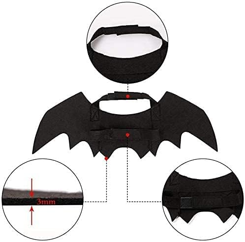 ISMARTEN Bat Wings Costume, Small, Black Felt, for Dogs & Cats, Halloween Pet Apparel