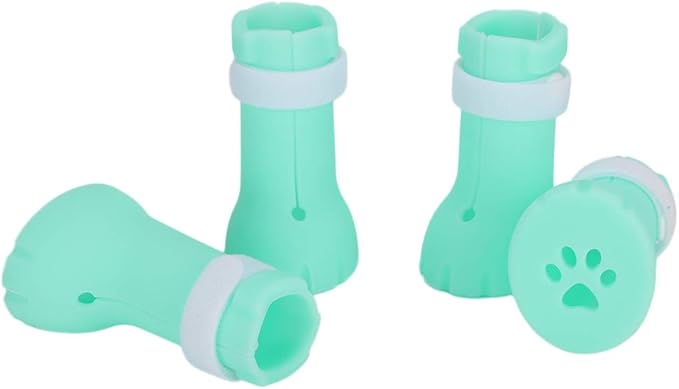 Pssopp 4Pcs Anti-Scratch Cat Shoes Silicone Boots, Cat Nails Protector Shoes Boots Cat Washing Claw Foot Cover for Bathing