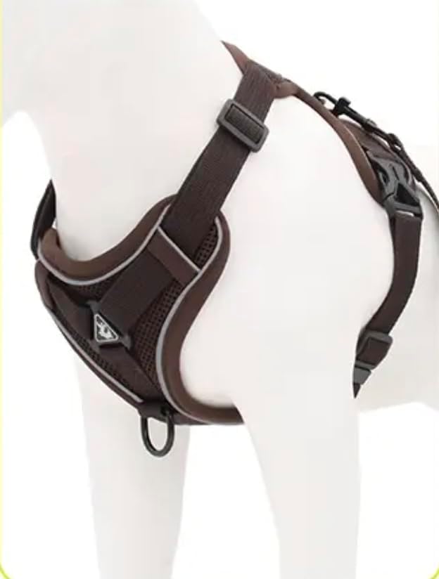 No-Pull Dog Harness, Reflective Adjustable Dog Vest Harness, Escape Proof, for Small Medium Large Dogs and Cats - Adjustable Buckle Pet Vest, Solid, S-XL, with Matching Leash (Brown, Small)