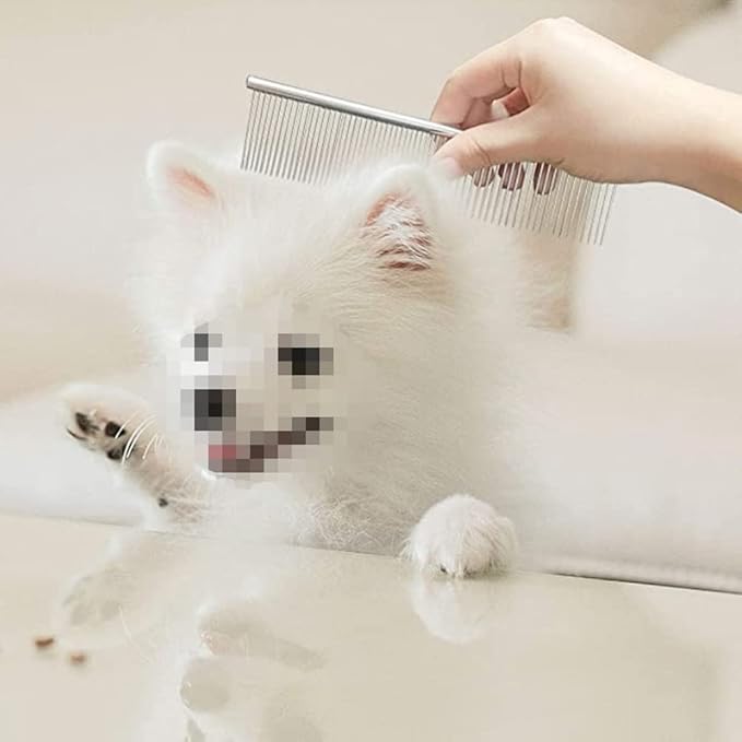 2pcs Stainless Steel Pet Grooming Comb Dog Cat Combs Puppy Medium Animals Hair Trimmer Brush Accessory Tool for Pet Long and Short Hair Removing Tangles and Knots
