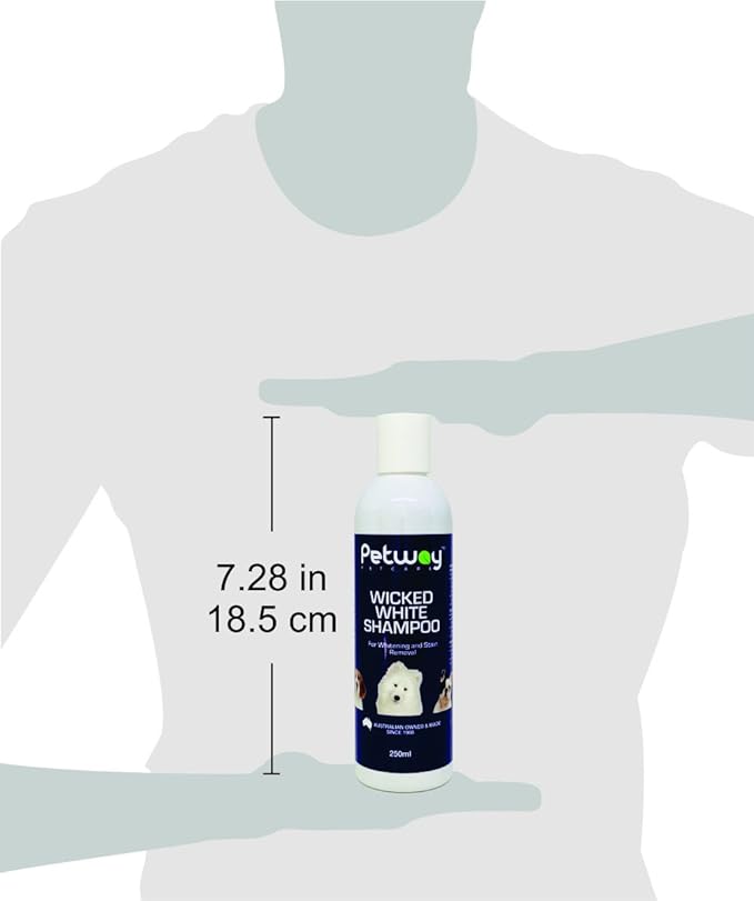 Petcare Wicked White Whitening & Stain Removal Shampoo for Dogs with White Coat, Deep Cleanse to The Coat & Skin, Free of Phosphates & Parabens, pH Balanced, Removes Dirt & Odor, 250ml