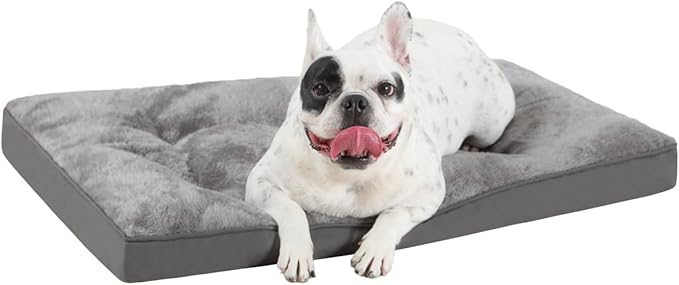 Dog Bed for Crate Washable Dog Bed Medium Size Dog Plush Dog Kennel Pad Pet Sleeping Mat with Anti-Slip Bottom, 29x18 Inch, Grey
