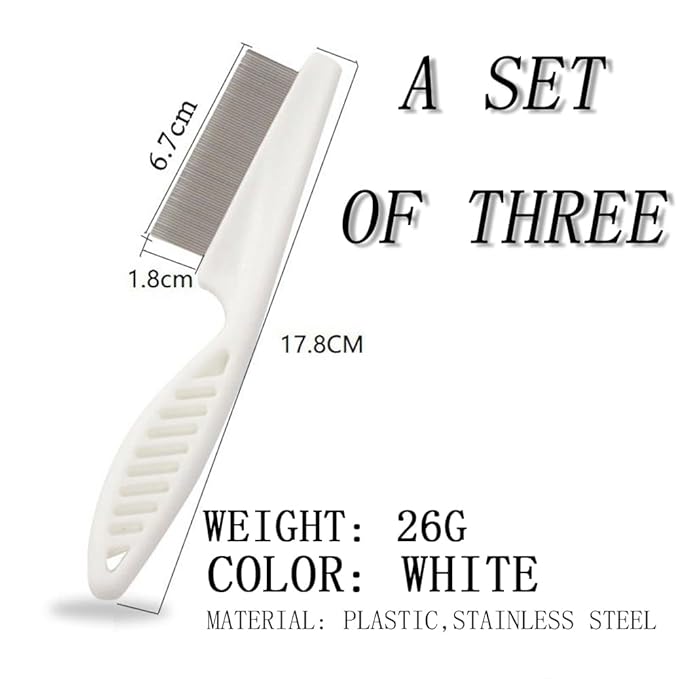 3 Packs Pet Hair Comb Grooming Comb Kit Massage Dual-Sided Comb for Small Dogs Puppies Dog Combs Tooth Stainless Grooming Massage Dual-Sided Comb White