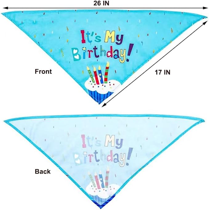 Dog Boy Birthday Party Outfits,Birthday Hat, Bow Tie, Bandana, Happy Birthday Banner,Puppy Pet Theme Decorations Suit for Golden Doodle Teddy Husky Labrador (4PCS Blue)