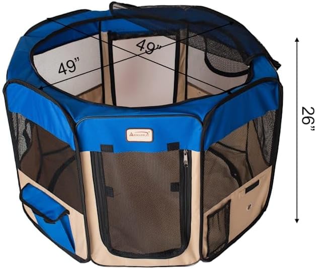 Armarkat PP001B Blue and Beige Portable Playpen