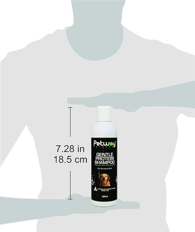 Petcare Dog Shampoo for Pets with Sensitive Skin, Gentle Protein Pet Shampoo with Baking Soda and Aloe Vera, Gluten Free, Eliminates Pet Odor, Dandruff, 250ml