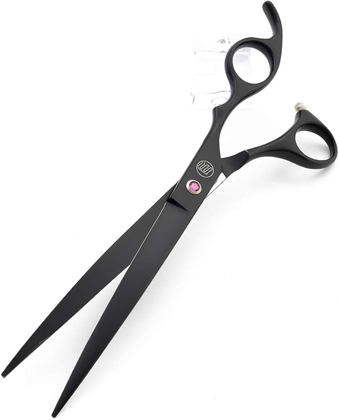 Moontay Professional 8.0" Dog Grooming Scissors Set, 4-pieces Straight, Upward Curved, Downward Curved, Thinning/Blending Shears for Dog, Cat and Pets, JP Stainless Steel, Black