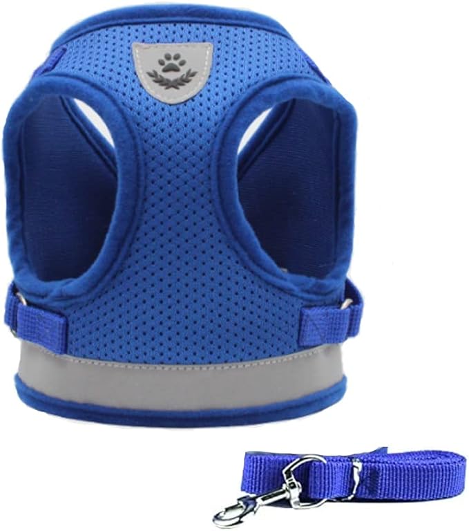 Cat Harnesses for Small Dogs - Cat Harnesses and Leashes for Walking, Adjustable Reflective Step in Dog Harness for Small Dog and Cat (Blue, XS (10.2” – 11.4”))