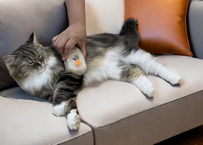 4-in-1 Pet Steam Vibrating Brush, Nano Steamy Brush for Shedding, Hair Remover, Wood's Lamp, Dog Detangler Spray Dematting, Cloud Care Water Brush for indoor Cat & Dog (UV + Vibration)