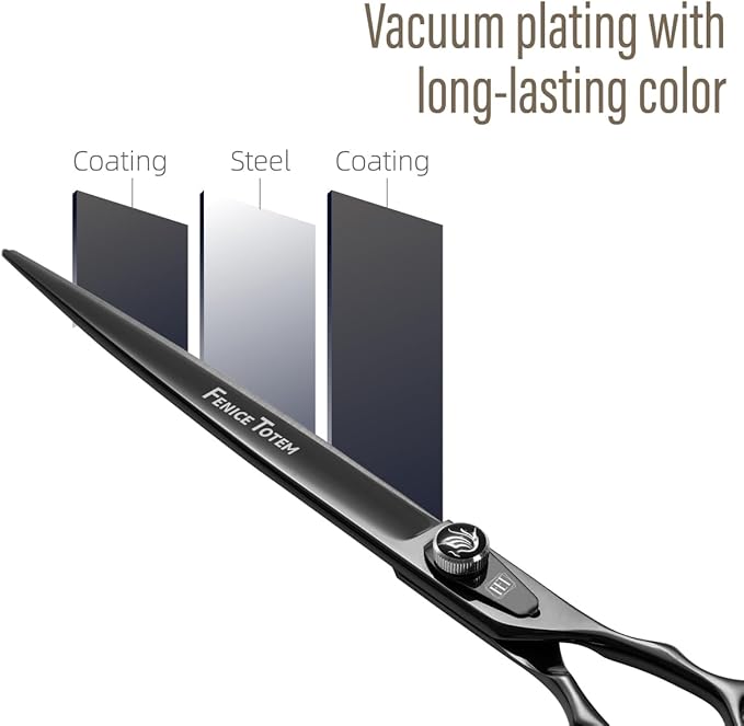 Dog Grooming Scissors: 7.5 inch Bright Black Pet Chunker Shears Made Of Japanese 440C Advanced Stainless Steel Professional Grooming Scissors for Dogs Cats and Other Pets