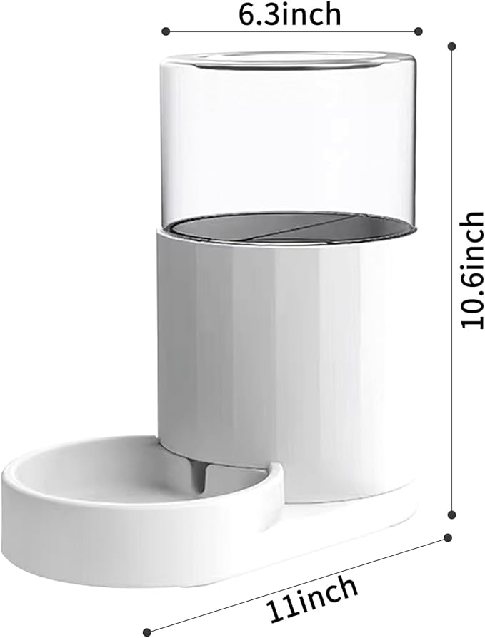 RIZZARI Automatic 3L Pet Waterer, Gravity Water Dispenser, 100% BPA-Free, Large Capacity Water Feeder for Cats and Small and Medium-Sized Dogs (White,3L)