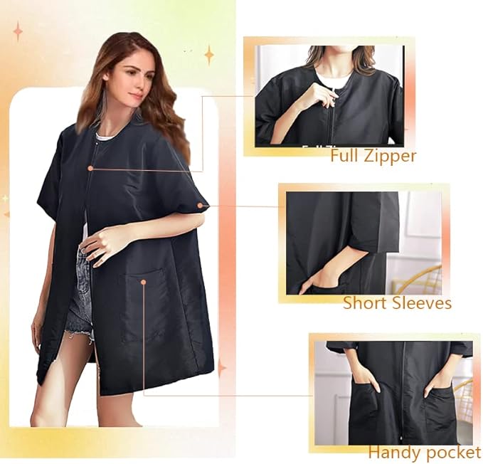 Gliitatu Dog Grooming Smock Barber Jackets for Women Men Professional Pet Groomer Smock Cosmetologist Barber Smock (M)