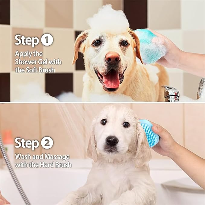 Bathroom Puppy Big Dog Cat Bath Massage Brush Soft Safety Silicone Pet Accessories For Multifunctional blue