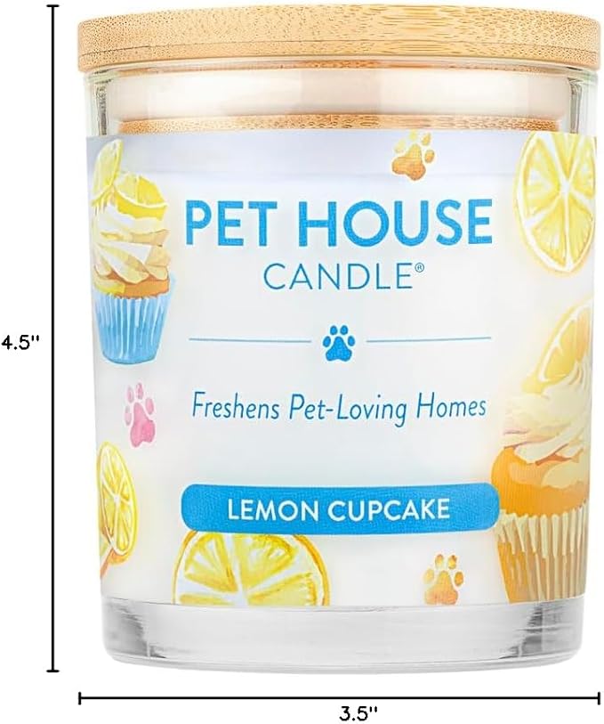 Pet House 9 oz Lemon Cupcake Scented Pet Odor Candle, Clean Burning, Long Lasting, Plant Based Spring, Summer Scented Soy Candle, 60 Hour Burn Time