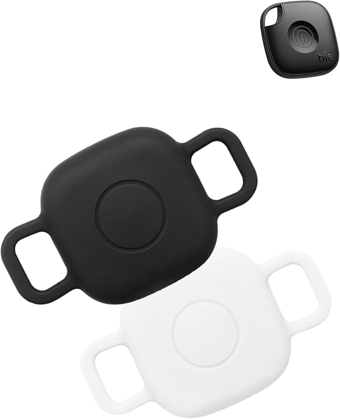 Case for Tile by Life360 Mate (2024) Bluetooth Tracker for Dog, Cat, Pets, Soft Silicone Protective Portable Scratch Shock Resistant,1 Black+1 White.