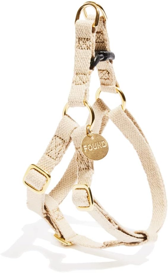 Found My Animal - Natural Cotton Cat & Dog Harness (Medium) - Hand Dyed & Crafted Dog Harness - Adjustable, Pet Harness with Solid Brass Rings & Buckle - Dog Training Harness - Made in USA