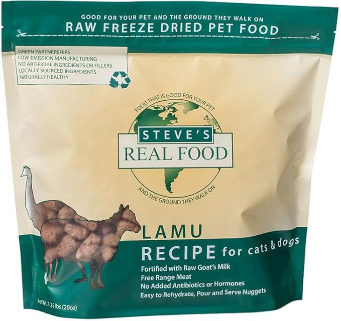 Steve's Real Food Freeze-Dried Raw Nuggets 1.25# (Lamb Emu)