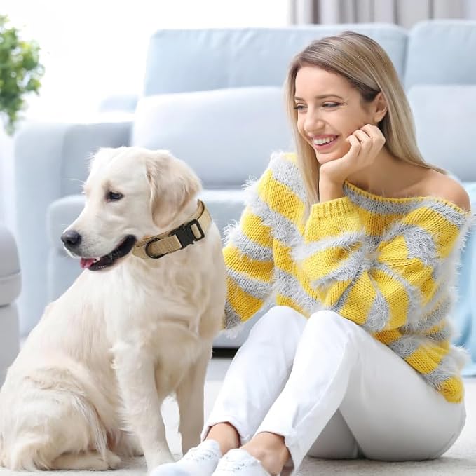 Tactical Dog Collar with Handle, Heavy Duty Military Dog Collar with Heavy Metal Buckle for Training, Adjustable Tactical Collars for for Medium and Large Dogs (XL, Brown)