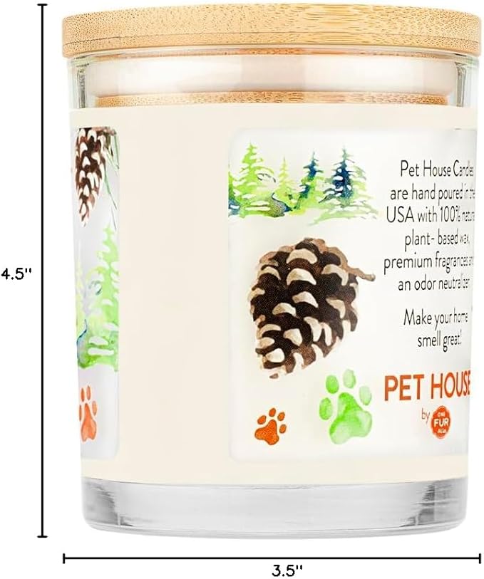 One Fur All Pet House Candle 2 Pack -Plant-Based/Soy Candle - Clean Burning Scented Candles, Long Lasting Pet Odor Candle for Home - Evergreen Forest