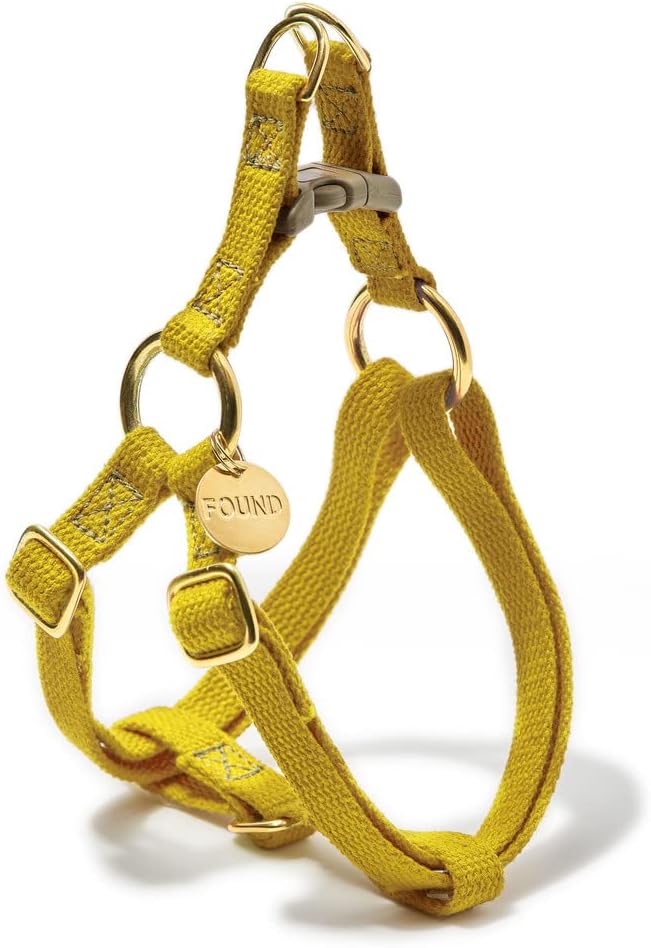 Found My Animal - Yellow Cotton Cat & Dog Harness (Extra Small) - Hand Dyed & Crafted Dog Harness - Adjustable, Pet Harness with Solid Brass Rings & Buckle - Dog Training Harness - Made in USA