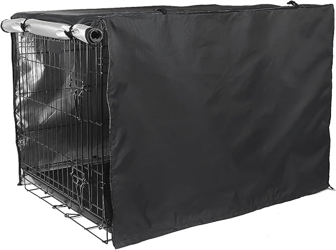 Dog Crate Cover 36 inch - Double Door, Dog Kennel Indoor, Waterproof Dog Kennel Cover with Air Vent Window, for Indoor/Outdoor Most Wire Dog Crate(Black)