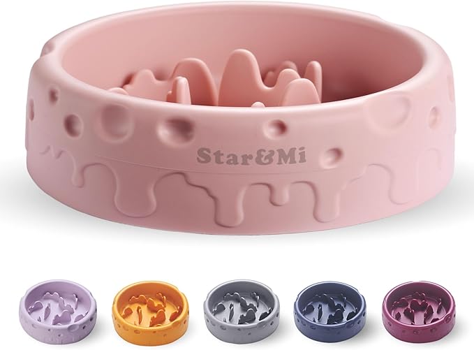 Silicone Slow Feeder Dog Bowls & Cat Bowls, 2 Cups Small Pet Food Bowl with Non-Slip Suction Base, Food-Grade Safe Puzzle Feeder for Small & Medium Dogs & Indoor Cats - Dishwasher & Microwave Safe