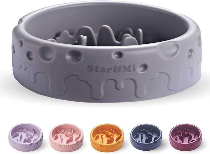 Silicone Slow Feeder Dog Bowls & Cat Bowls, 2 Cups Small Pet Food Bowl with Non-Slip Suction Base, Food-Grade Safe Puzzle Feeder for Small & Medium Dogs & Indoor Cats - Dishwasher & Microwave Safe
