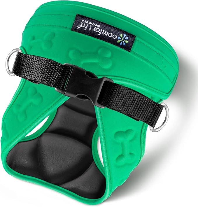 Comfort fit Cold Weather Dog Harness - Adjustable Dog Harness Small Sized Dog Medium Sized Dogs - Ideal as Easy Walk Dog Vest Harnesses (Green, Chest Size 12" - 14")