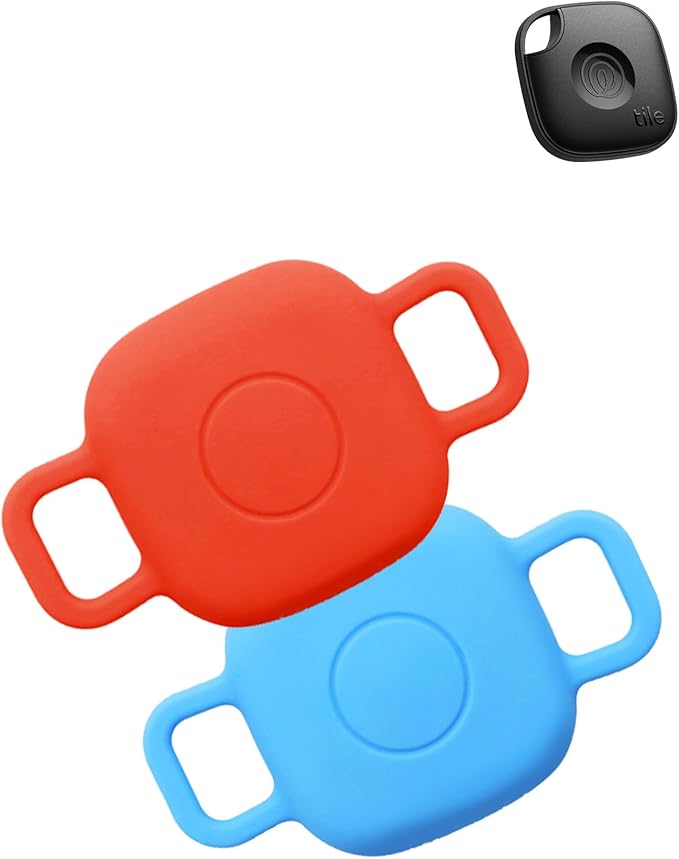 Case for Tile by Life360 Mate (2024) Bluetooth Tracker for Dog, Cat, Pets, Soft Silicone Protective Portable Scratch Shock Resistant,1 Red+1 Blue.