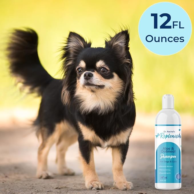 Replenish Aloe and Oatmeal Dog Shampoo -โฏHypoallergenic Pet ShampooโฏforโฏAllergies & Sensitive Skin, Medicated Dog Shampoo for Itching Relief &โฏOatmeal Bath for Dogs Dry Flaky Skin Treatment โ 12 Oz
