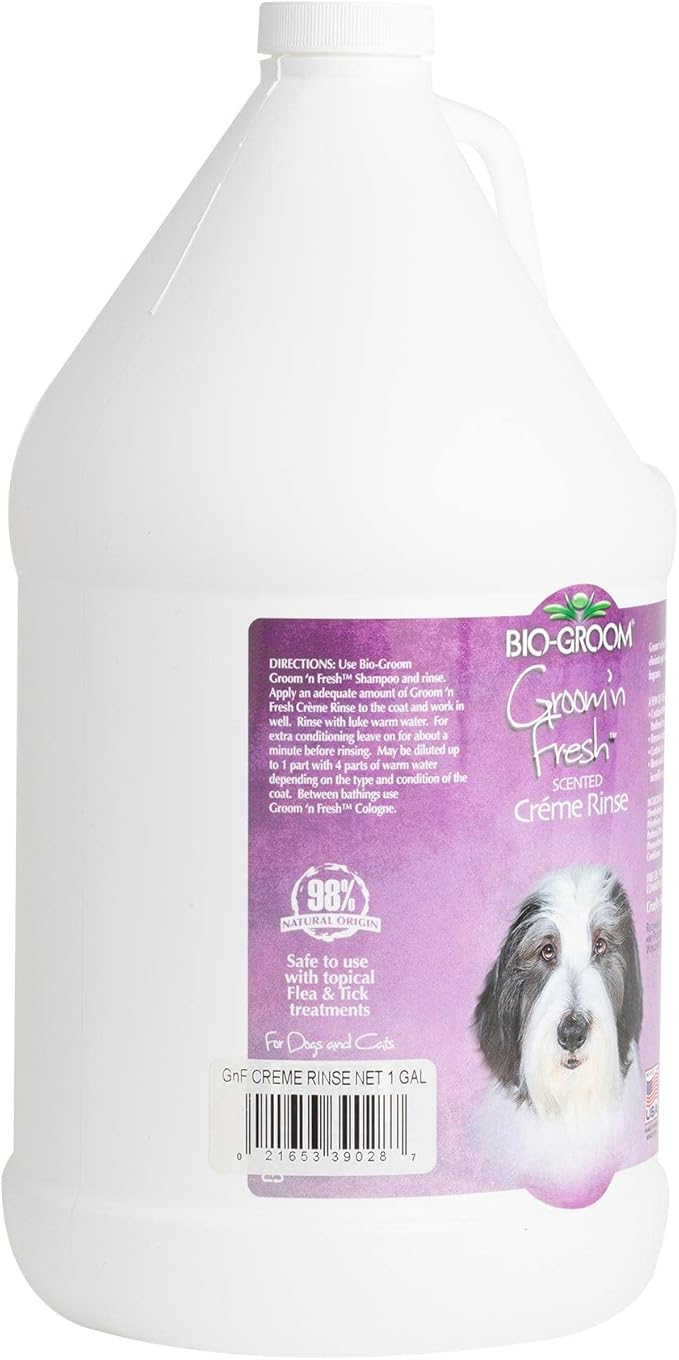 Bio-Groom Groom'n Fresh Dog Conditioner – Scented Dog Bathing Supplies, Puppy Wash, Cat & Dog Grooming Supplies for Sensitive Skin, Cruelty-Free, Made in USA, Tearless Dog Products – 1 Gallon