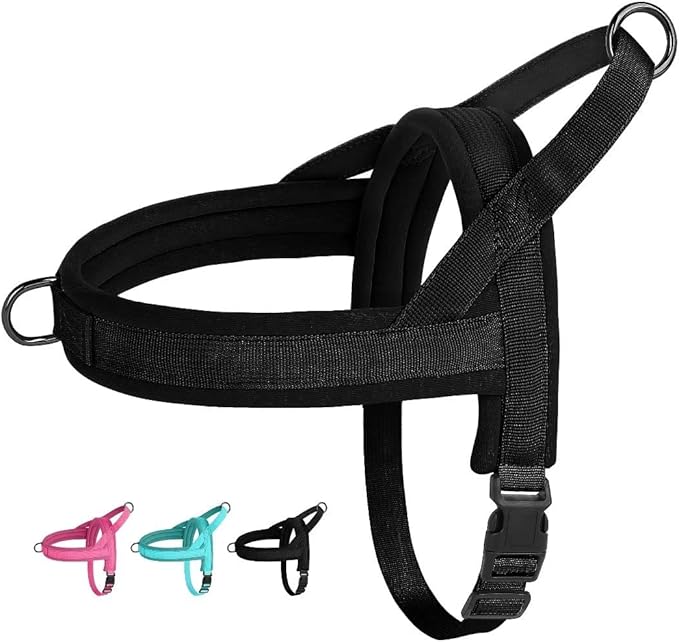 Beirui No Pull Dog Harness for Small Medium Dogs Puppies, Soft Neoprene Quick Fit Harness with Durable Front Clip & Back Clip, Lightweight Easy for Daily Walking(Black,XS)