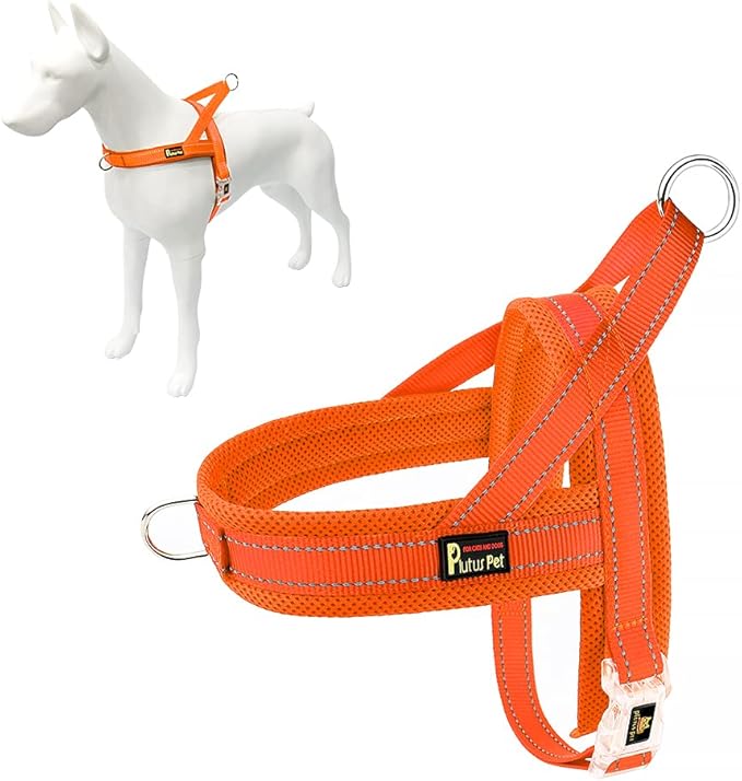 Plutus Pet No Pull Dog Harness with Breathable Mesh Padded, Adjustable Reflective Escape Proof Dog Harness, Quick Fit Dog Vest Harness for Small Medium Large Dogs(XS, Orange)