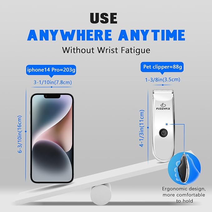 Pet Grooming Clippers for Matted Hair Cat, Trimmer for Low Noise, Waterproof Portable USB Rechargeable Professional Cat Cippers for Dogs and Cats Eyes, Ears, and Paws Silver