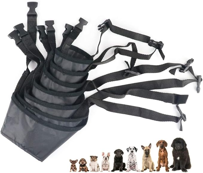Idepet 1SET Dog Muzzles Suit,7PCS Adjustable Dog Cover Anti-Biting Barking Muzzles for Small Medium Large Extra Dog (Pack of 7)