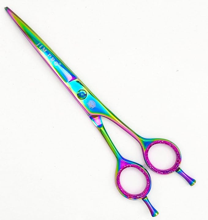 7" Curved Dog Grooming Scissors with Safety Round Tips, Light Weight Professional Pet Grooming Shears Stainless Steel for Dogs Cats Pets - (MULTICOLOR)