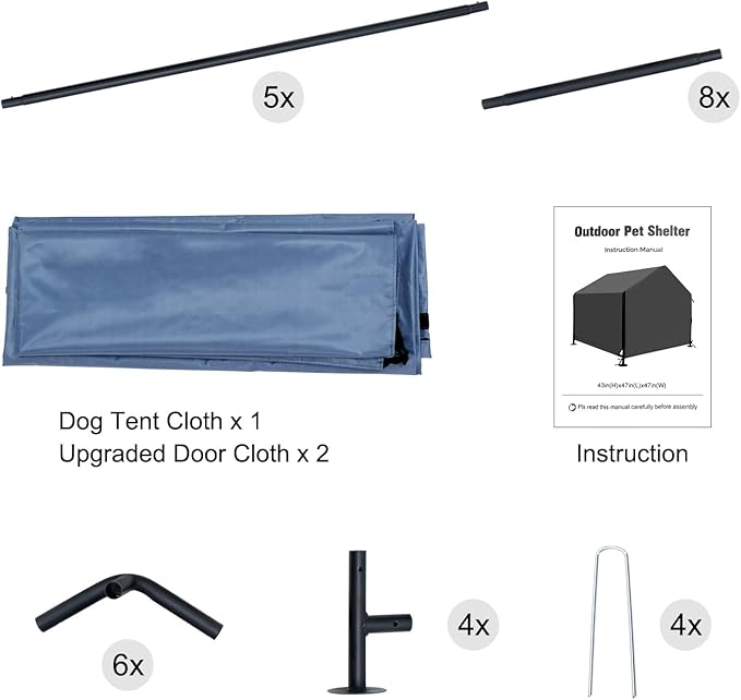 XLarge Outdoor Dog House 4'x4'x3.6' for Large Dogs, Animal Shelter with Upgraded Doors, Outside Sun Rain Canopy Pet House for Dogs, Cats, Small Animals and Livestock, Navy Blue