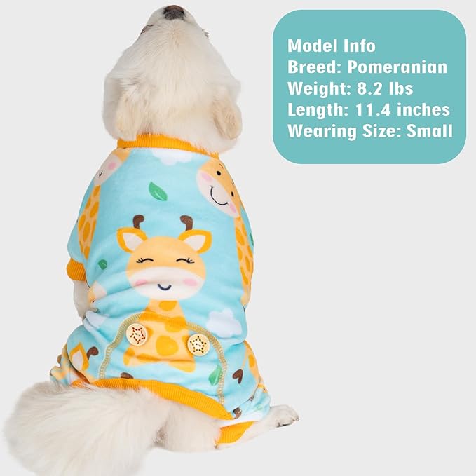 KYEESE Dog Pajamas Soft Dog Clothes Giraffe Dog Pjs Dog Onesie Small Dog Pajamas Comfy Dog Costume Dog Coat Stretchy Dog Pajamas for Small Dogs, X-Large
