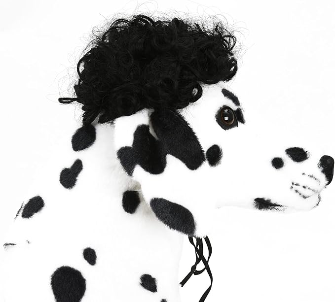 pet k9 Funny Dog Cat Cosplay Wig, Pet Costumes, Cat Dress up for Halloween, Christmas, Parties, Festivals, Dog Wigs for Small Medium and Large Sized Dogs (Black Curly Hair)
