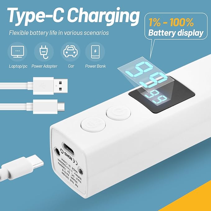 4-Speed Dog Nail Grinder, Professional Dog Nail Trimmers with UV Light & Battery Level Display, Rechargeable Painless Smoothing Quiet Pet Nail Grinder for Small Medium Large Dogs and Cat