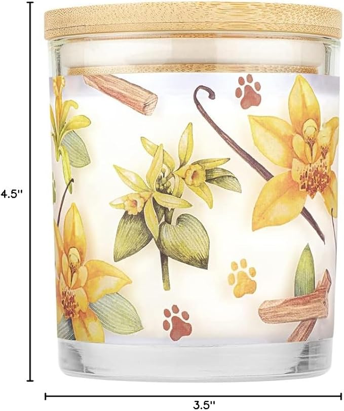 One Fur All Pet House Candle Pack - Plant-Based Soy Candle - Clean Burning, Long Lasting Pet Odor Eliminator - Vanilla Sandalwood Scent