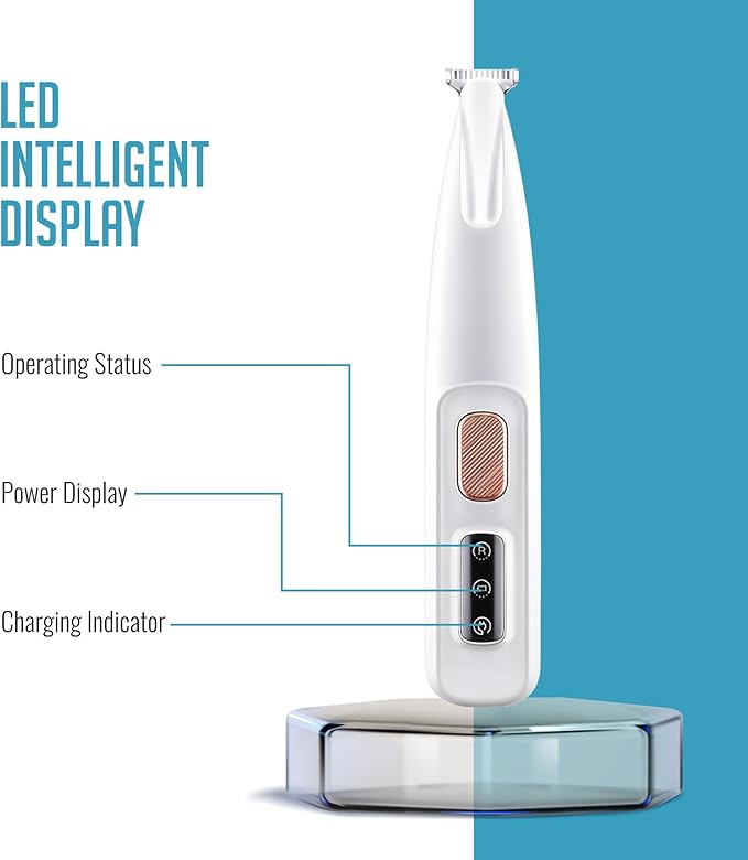 Dog Paw Grooming Trimmer Clippers - Cordless Electric Pet Easy Hair Trimming Shaver Kit with LED Light - Rechargeable Low Noise Shaving Clipper Tool for Puppy Dogs Cats Feet Paw Pads Toes Ears Face