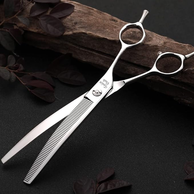 Fenice Peak Dog Grooming Shears Curved Thinning Scissors for Dogs and Cats Face Body Trimming Shears 440C 7.5''