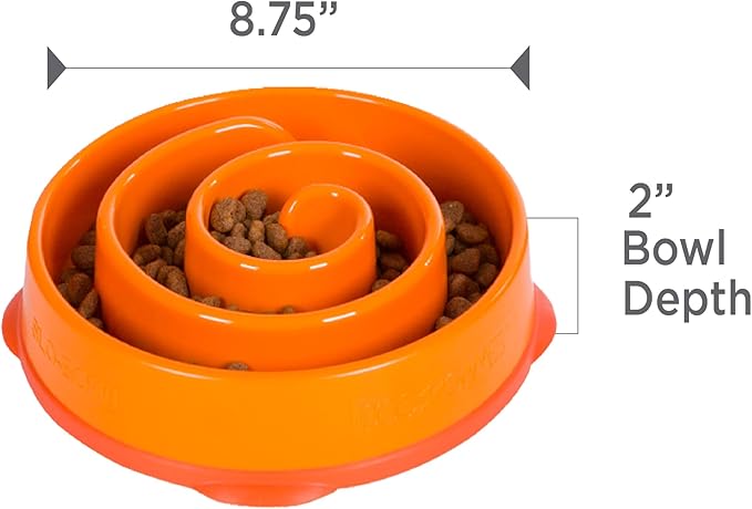 Outward Hound Fun Feeder Slow Bowl in Orange Plastic for Dogs